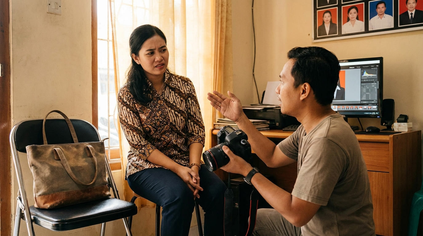 Cara Mengatasi Bahu Miring Saat Pas Foto untuk Dokumen Resmi 2026